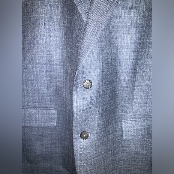 Mens Hart Schaffner Marx 43R Gray Blue Plaid Wool Made in USA Blazer Suit Coat - Picture 2 of 15